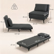 Emel Fauteuil-lit 3-en-1 convertible dossier réglable gris foncé