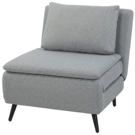 Fauteuil lit Erlioine convertible 3 en 1 tissu effet lin gris clair