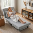 Fauteuil lit Erlioine convertible 3 en 1 tissu effet lin gris clair