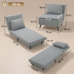 Fauteuil lit Erlioine convertible 3 en 1 tissu effet lin gris clair
