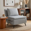 Fauteuil lit Erlioine convertible 3 en 1 tissu effet lin gris clair