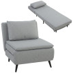 Fauteuil lit Erlioine convertible 3 en 1 tissu effet lin gris clair