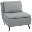 Fauteuil lit Erlioine convertible 3 en 1 tissu effet lin gris clair