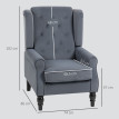 Fauteuil Viles à oreilles en velours rembourré gris