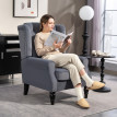 Fauteuil Viles à oreilles en velours rembourré gris