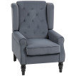 Fauteuil Viles à oreilles en velours rembourré gris