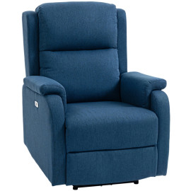Fauteuil Produit Kalorin inclinable électrique repose pieds tissu effet lin bleu