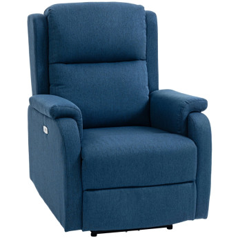 Fauteuil Produit Kalorin inclinable électrique repose pieds tissu effet lin bleu