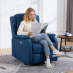 Fauteuil Produit Kalorin inclinable électrique repose pieds tissu effet lin bleu