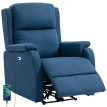 Fauteuil Produit Kalorin inclinable électrique repose pieds tissu effet lin bleu