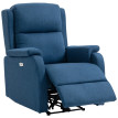 Fauteuil Produit Kalorin inclinable électrique repose pieds tissu effet lin bleu