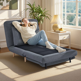 Fauteuil lit Ralria convertible relax dossier réglable gris