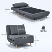 Fauteuil lit Ralria convertible relax dossier réglable gris