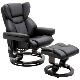 Fauteuil relax Viler massage inclinable repose-pieds noir
