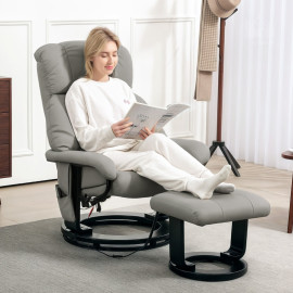 Fauteuil de massage Lumena relaxation vibrante simili cuir gris