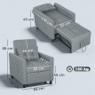 Maron canapé-lit convertible pliable dossier réglable gris