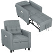 Maron canapé-lit convertible pliable dossier réglable gris