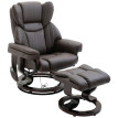 Kerinova Fauteuil relaxant TV massage pivotant simili cuir marron