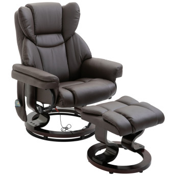 Kerinova Fauteuil relaxant TV massage pivotant simili cuir marron