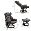 Kerinova Fauteuil relaxant TV massage pivotant simili cuir marron