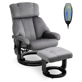 Fauteuil de massage Kalriel relaxant inclinable avec repose-pieds gris