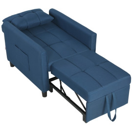 Seleo Fauteuil lit pliable inclinable convertible Bleu