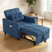 Seleo Fauteuil lit pliable inclinable convertible Bleu