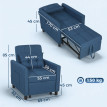 Seleo Fauteuil lit pliable inclinable convertible Bleu
