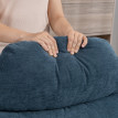 Fauteuil relax Enrio lounge pivotant avec ottomane tissu chenille bleu