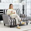 Fauteuil Selier velours rayé confortable noir et blanc