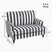 Fauteuil Selier velours rayé confortable noir et blanc