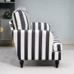 Fauteuil Selier velours rayé confortable noir et blanc