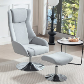 Fauteuil relaxant pivotant Florvival avec repose pieds gris