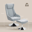 Fauteuil relaxant pivotant Florvival avec repose pieds gris