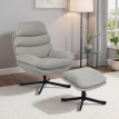 Delea fauteuil relax lounge pivotant avec ottomane en chenille crème