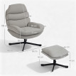 Delea fauteuil relax lounge pivotant avec ottomane en chenille crème