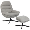 Delea fauteuil relax lounge pivotant avec ottomane en chenille crème