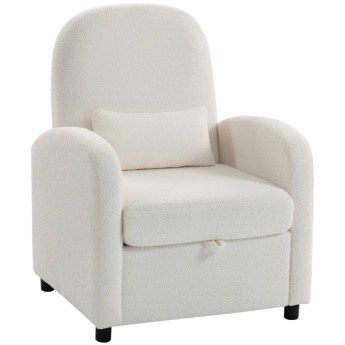 Merier Fauteuil moderne rangement teddy crème