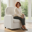 Merier Fauteuil moderne rangement teddy crème