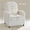 Merier Fauteuil moderne rangement teddy crème