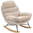 Fauteuil à bascule Corine confortable acier bois blanc crème