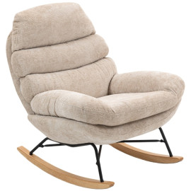 Fauteuil à bascule Corine confortable acier bois blanc crème