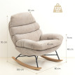 Fauteuil à bascule Corine confortable acier bois blanc crème
