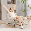 Fauteuil à bascule Corine confortable acier bois blanc crème