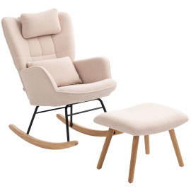 Fauteuil Torian fauteuil à bascule repose pieds peluche beige