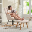 Fauteuil Torian fauteuil à bascule repose pieds peluche beige