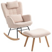 Fauteuil Torian fauteuil à bascule repose pieds peluche beige