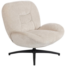 Fauteuil Rosay pivotant rembourré tissu blanc crème