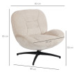 Fauteuil Rosay pivotant rembourré tissu blanc crème