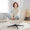 Fauteuil Rosay pivotant rembourré tissu blanc crème